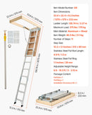 VEVOR bēniņu kāpnes ar 170 kg celtspēju, regulējams augstums 3–3,13 m, daudzfunkcionālas salokāmas alumīnija kāpnes, piemērotas griestu augstumam 2,34–3,12 m, ērtai piekļuvei bēniņiem - ZEMLETES.LV