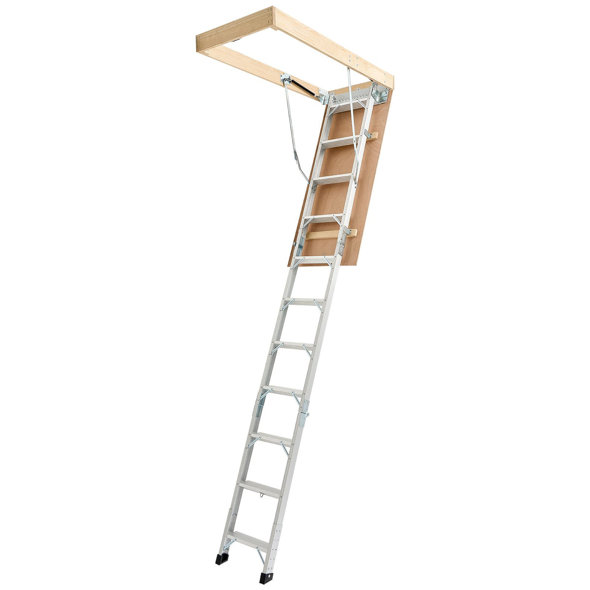 VEVOR bēniņu kāpnes ar 170 kg celtspēju, regulējams augstums 3–3,13 m, daudzfunkcionālas salokāmas alumīnija kāpnes, piemērotas griestu augstumam 2,34–3,12 m, ērtai piekļuvei bēniņiem - ZEMLETES.LV