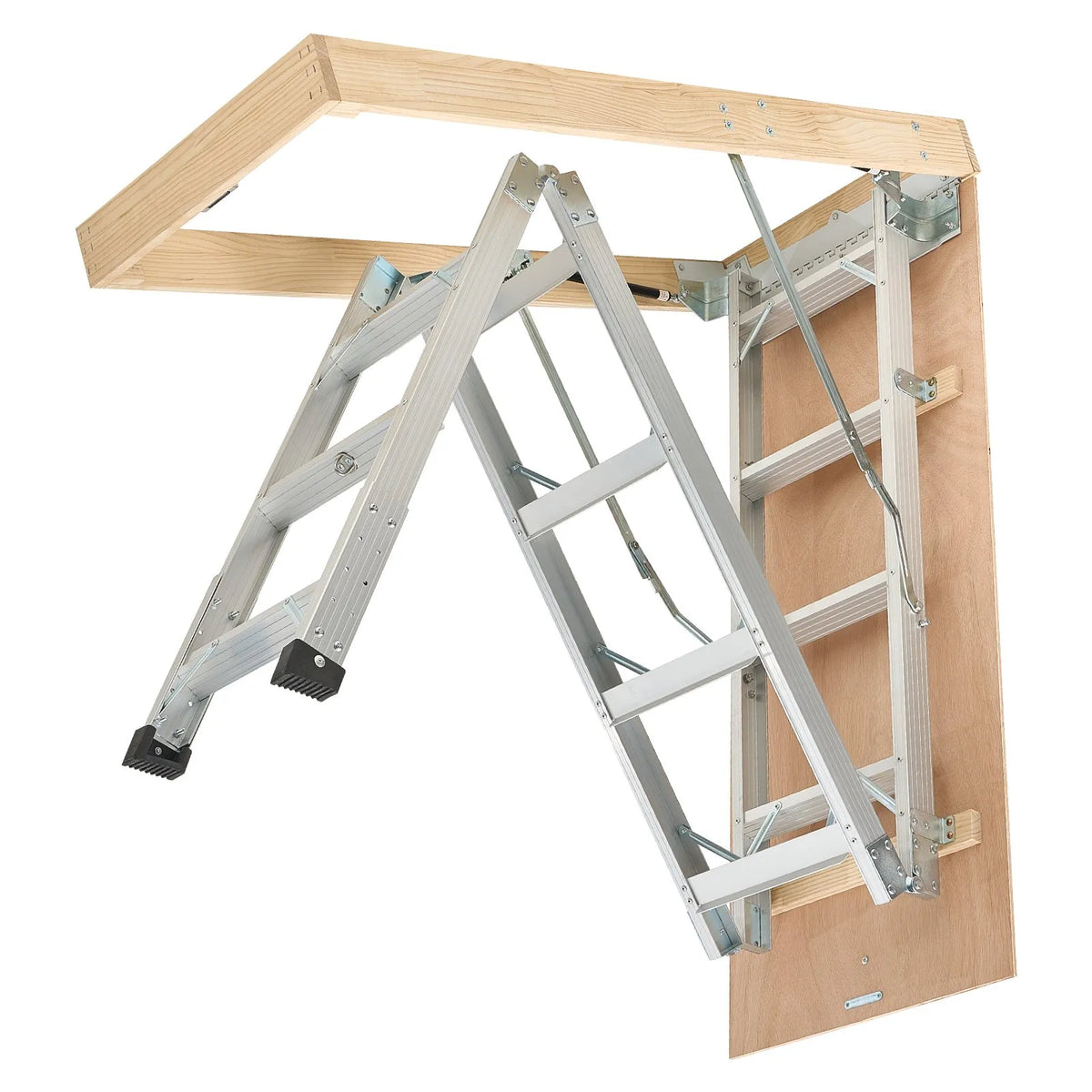 VEVOR bēniņu kāpnes ar 170 kg celtspēju, regulējams augstums 3–3,13 m, daudzfunkcionālas salokāmas alumīnija kāpnes, piemērotas griestu augstumam 2,34–3,12 m, ērtai piekļuvei bēniņiem - ZEMLETES.LV