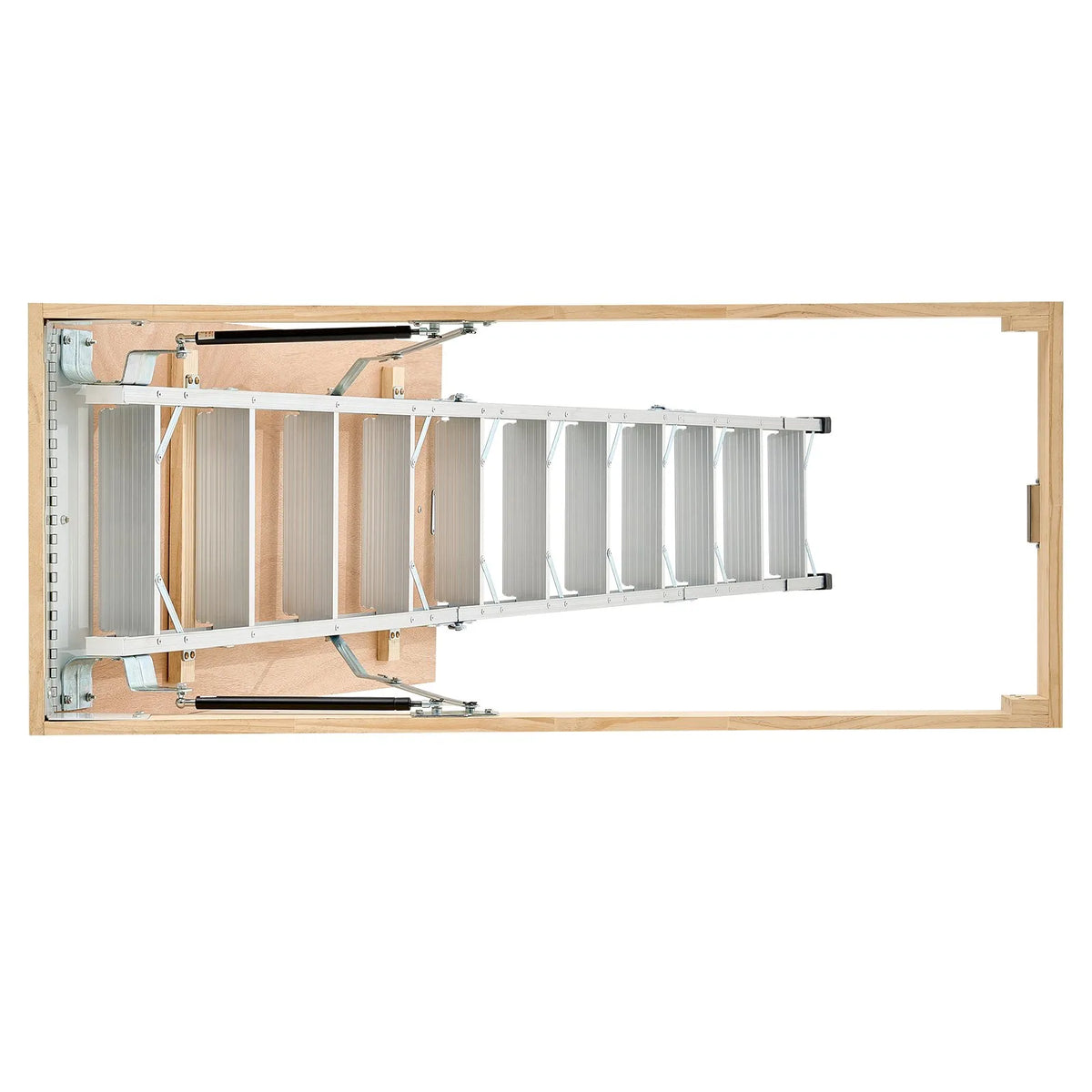 VEVOR bēniņu kāpnes ar 170 kg celtspēju, regulējams augstums 3–3,13 m, daudzfunkcionālas salokāmas alumīnija kāpnes, piemērotas griestu augstumam 2,34–3,12 m, ērtai piekļuvei bēniņiem - ZEMLETES.LV