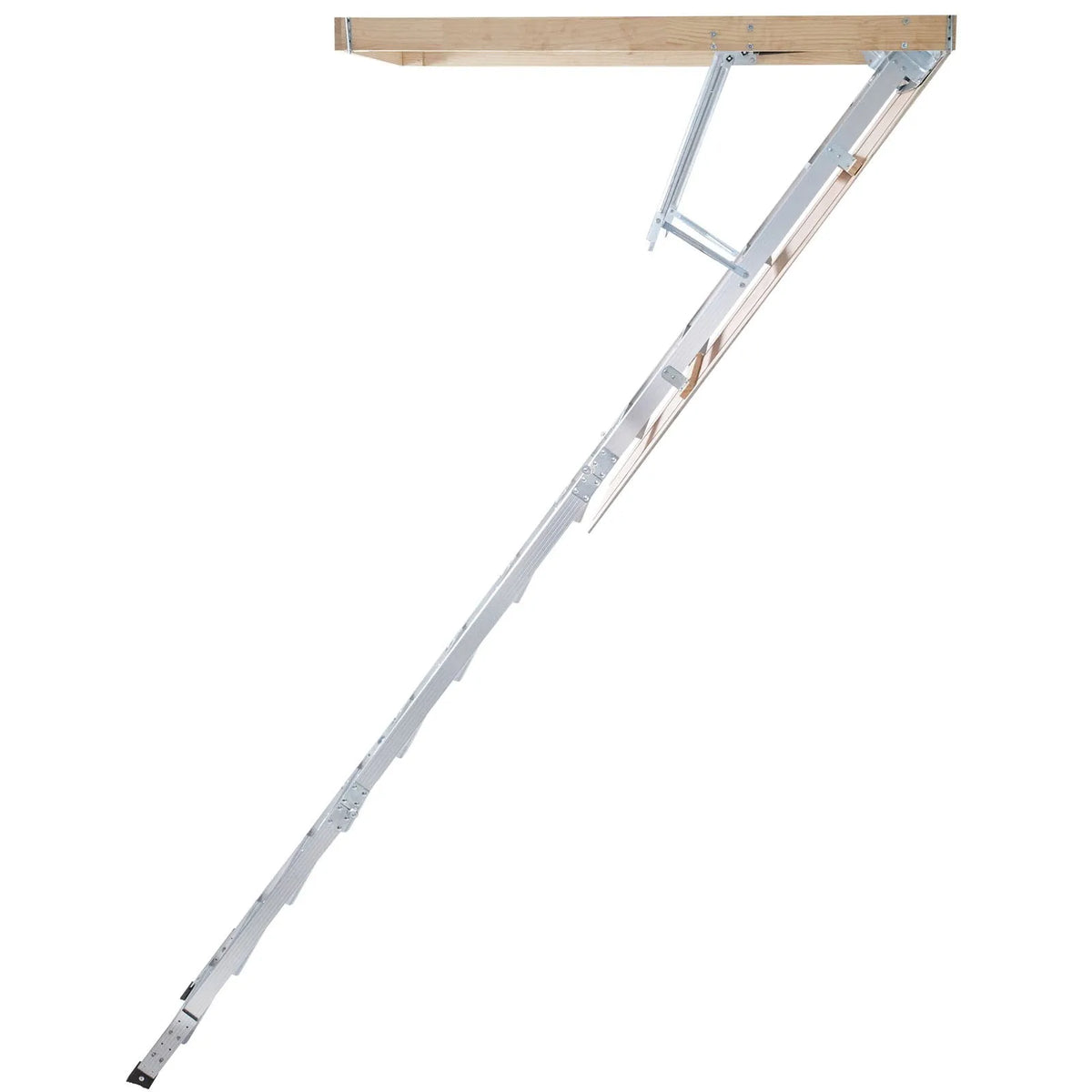 VEVOR salokāmas bēniņu kāpnes ar 158,8 kg celtspēju, 57 × 160 cm, daudzfunkcionālas alumīnija pagarināmās kāpnes, vieglas un pārnēsājamas, piemērotas griestu augstumam 2,9–3,7 m, ērtai piekļuvei bēniņiem - ZEMLETES.LV