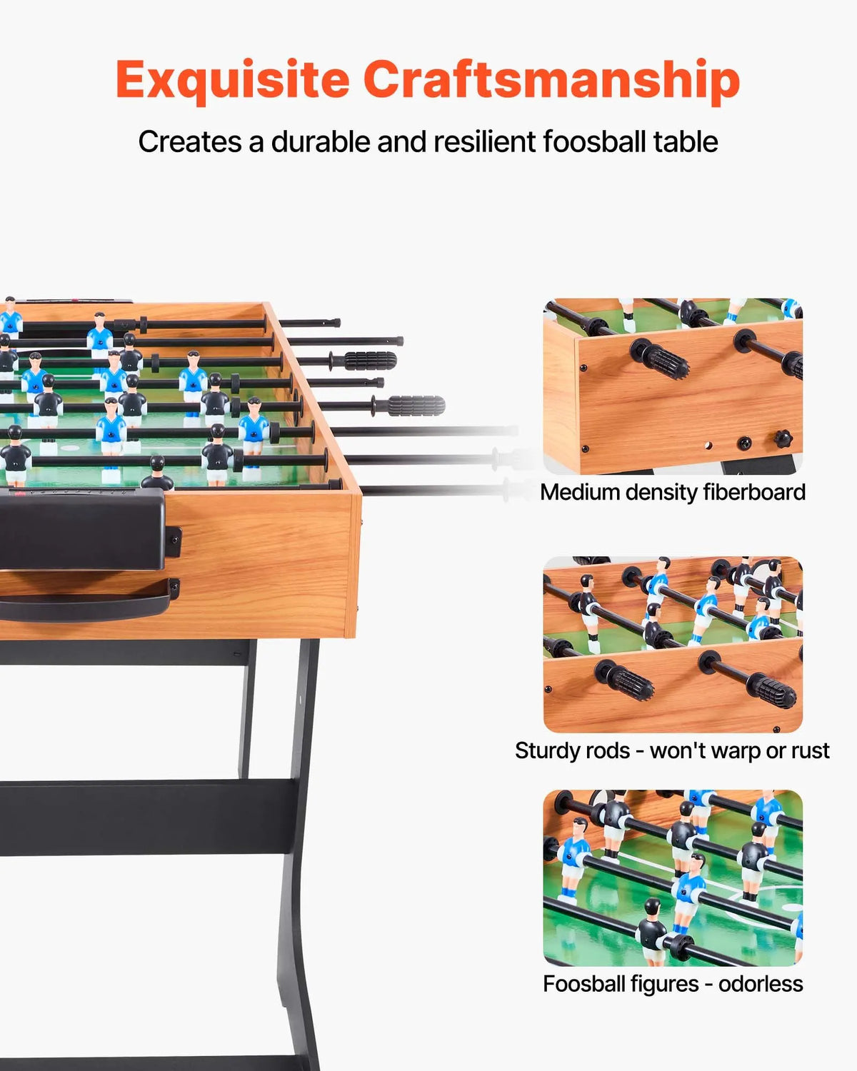 VEVOR salokāms galda futbols 106 cm, standarta izmēra iekštelpu galda futbola galds mājai, ģimenei un spēļu istabai, izturīgs komplekts ar 2 bumbiņām - ZEMLETES.LV
