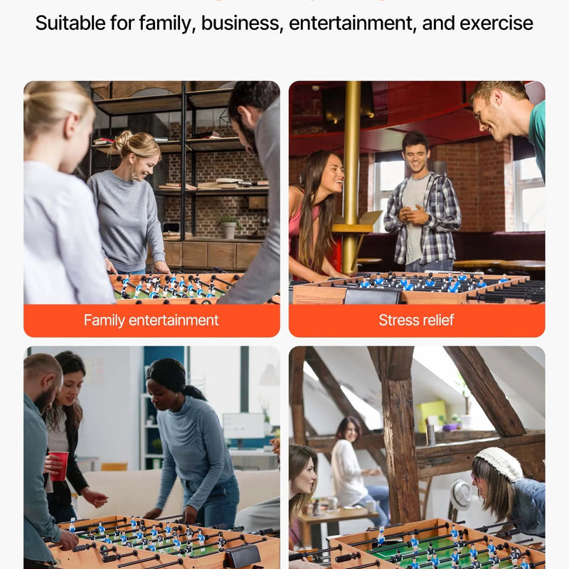 VEVOR salokāms galda futbols 106 cm, standarta izmēra iekštelpu galda futbola galds mājai, ģimenei un spēļu istabai, izturīgs komplekts ar 2 bumbiņām