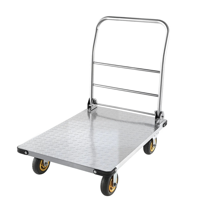 VEVOR platformas ratiņi, kravnesība 907,18 kg, smagas slodzes tērauda plakanie ratiņi ar grozāmiem riteņiem un rokturi, salokāmi, 900 × 600 × 900 mm - ZEMLETES.LV