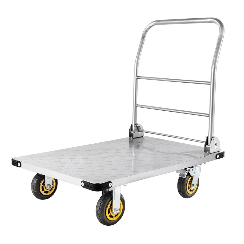 VEVOR platformas ratiņi, kravnesība 907,18 kg, smagas slodzes tērauda plakanie ratiņi ar grozāmiem riteņiem un rokturi, salokāmi, 900 × 600 × 900 mm - ZEMLETES.LV