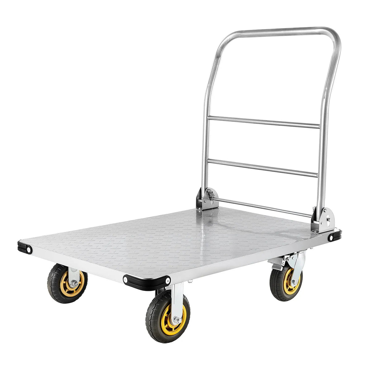 VEVOR platformas ratiņi, kravnesība 907,18 kg, smagas slodzes tērauda plakanie ratiņi ar grozāmiem riteņiem un rokturi, salokāmi, 900 × 600 × 900 mm - ZEMLETES.LV