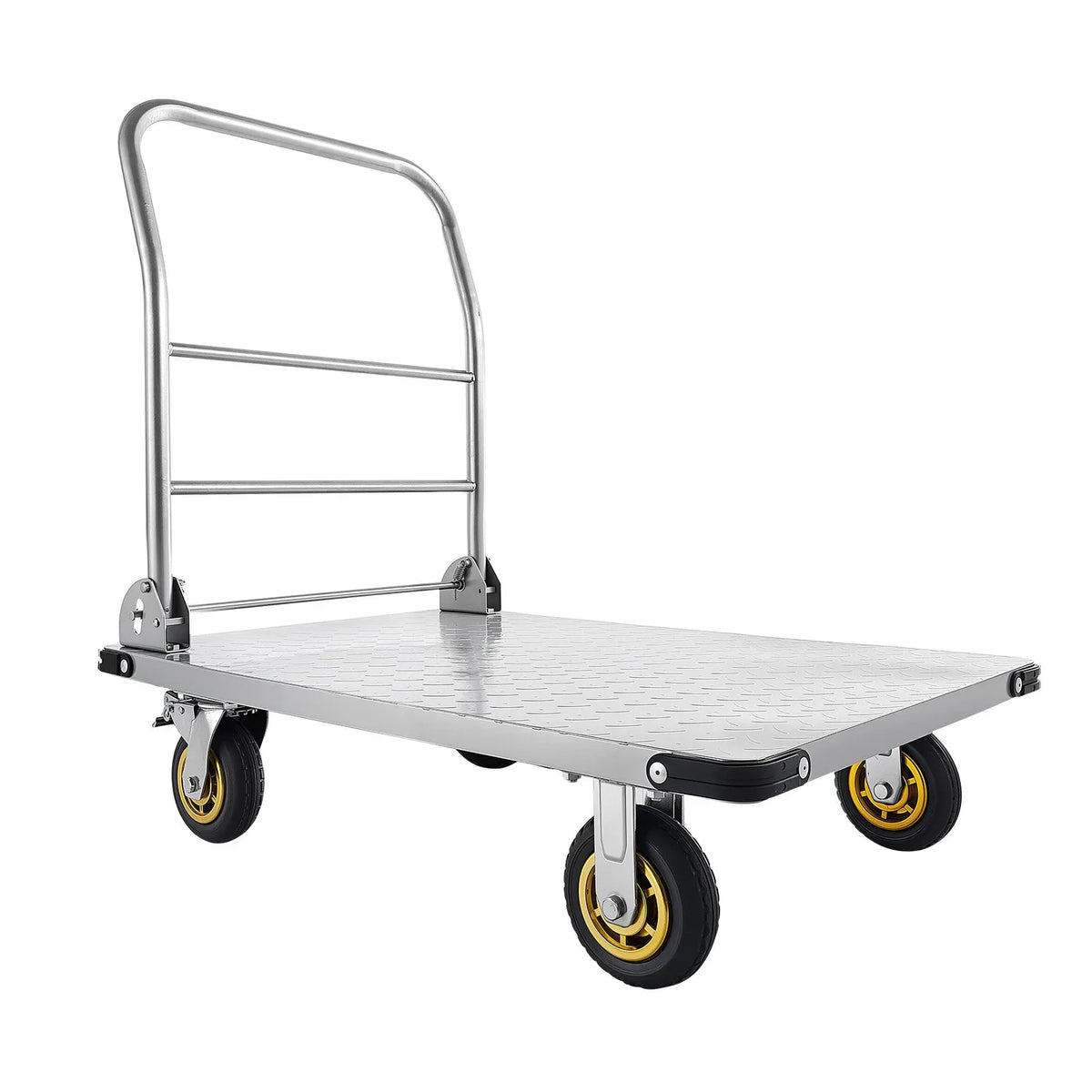 VEVOR platformas ratiņi, kravnesība 907,18 kg, smagas slodzes tērauda plakanie ratiņi ar grozāmiem riteņiem un rokturi, salokāmi, 900 × 600 × 900 mm - ZEMLETES.LV