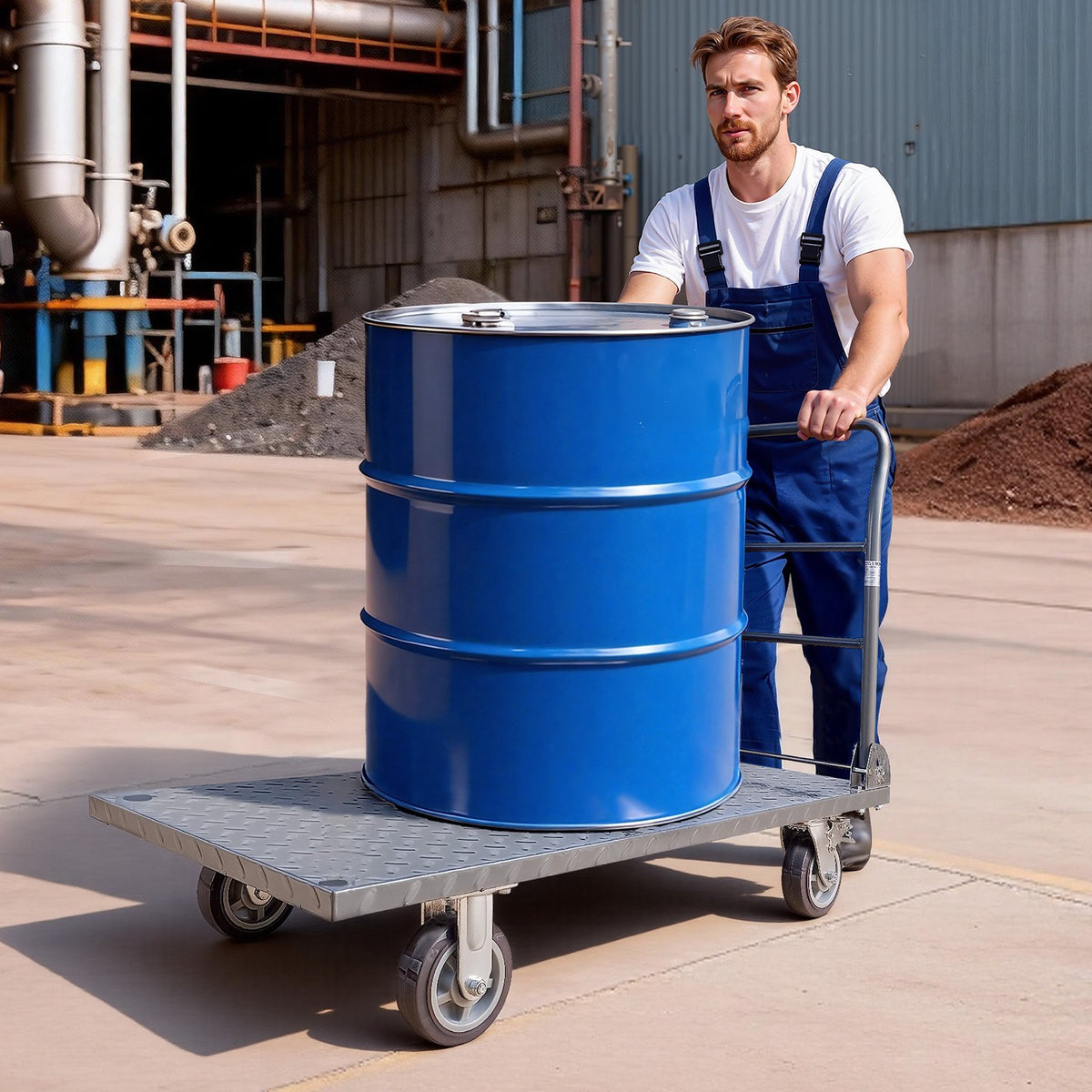 VEVOR platformas ratiņi, kravnesība 1202,02 kg, smagas slodzes plakanie ratiņi ar noņemamu aizsargmargu un grozāmiem riteņiem, salokāmi, 1220 × 610 × 920 mm - ZEMLETES.LV