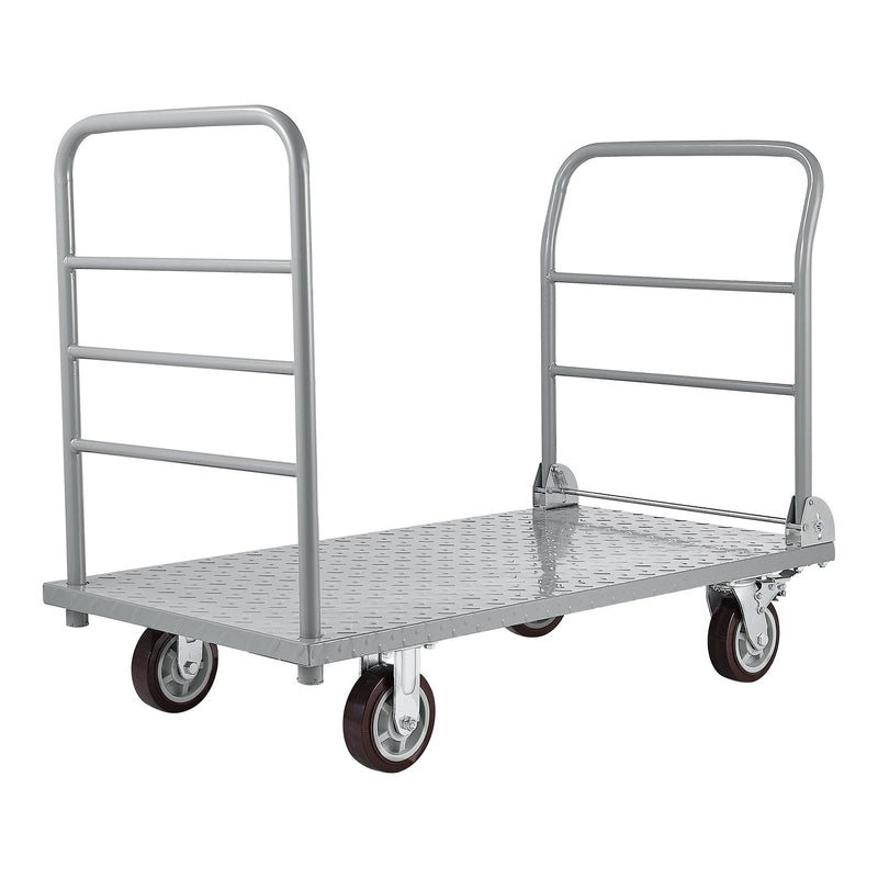 VEVOR platformas ratiņi, kravnesība 1202,02 kg, smagas slodzes plakanie ratiņi ar noņemamu aizsargmargu un grozāmiem riteņiem, salokāmi, 1220 × 610 × 920 mm - ZEMLETES.LV