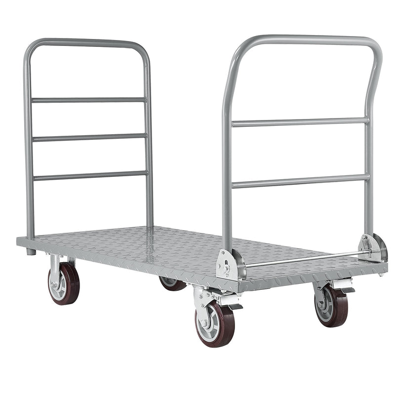 VEVOR platformas ratiņi, kravnesība 1202,02 kg, smagas slodzes plakanie ratiņi ar noņemamu aizsargmargu un grozāmiem riteņiem, salokāmi, 1220 × 610 × 920 mm - ZEMLETES.LV