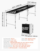 VEVOR 2,4 m pārnēsājams Beer Pong galds, salokāms ballīšu galds ar pārnēsāšanas rokturiem un 6 bumbiņām, regulējams augstums, viegls galds birojam, ballītēm, ceļošanai un kempingam, melns