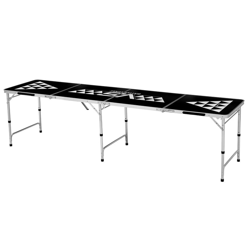 VEVOR 2,4 m pārnēsājams Beer Pong galds, salokāms ballīšu galds ar pārnēsāšanas rokturiem un 6 bumbiņām, regulējams augstums, viegls galds birojam, ballītēm, ceļošanai un kempingam, melns