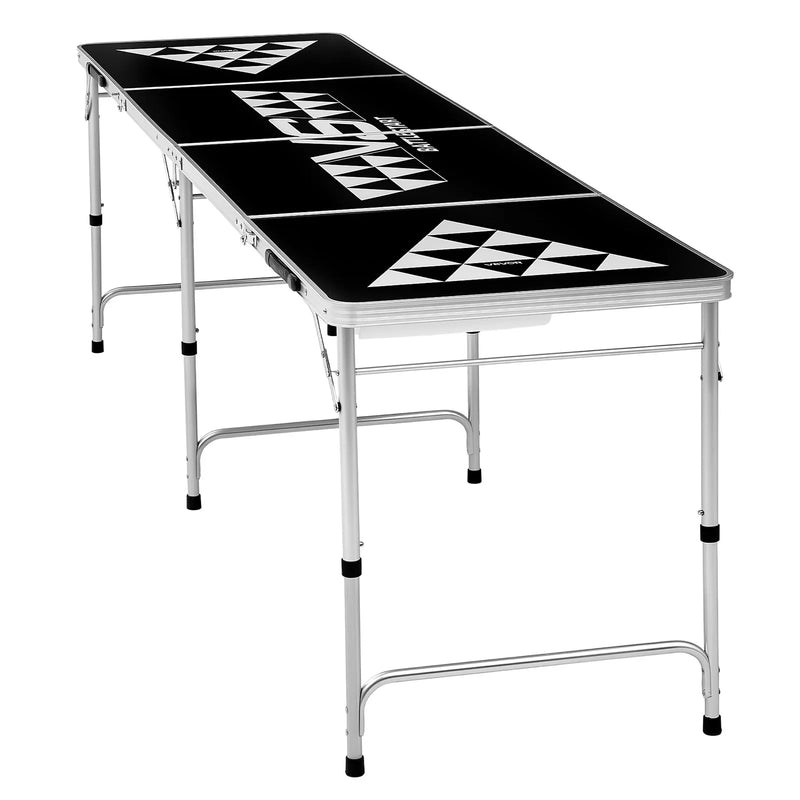 VEVOR 2,4 m pārnēsājams Beer Pong galds, salokāms ballīšu galds ar pārnēsāšanas rokturiem un 6 bumbiņām, regulējams augstums, viegls galds birojam, ballītēm, ceļošanai un kempingam, melns