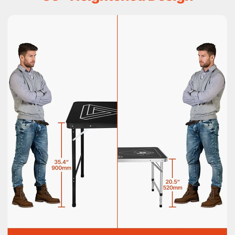 VEVOR pārnēsājams Beer Pong galds, 244 cm, salokāms galds ar 914 mm augstumu, pārnēsāšanas rokturiem un 6 bumbiņām, viegls ballīšu galds birojam, izbraukuma ballītēm, ceļošanai un kempingam, melns - ZEMLETES.LV
