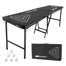 VEVOR pārnēsājams Beer Pong galds, 244 cm, salokāms galds ar 914 mm augstumu, pārnēsāšanas rokturiem un 6 bumbiņām, viegls ballīšu galds birojam, izbraukuma ballītēm, ceļošanai un kempingam, melns - ZEMLETES.LV
