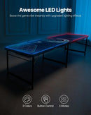 VEVOR pārnēsājams Beer Pong galds ar LED apgaismojumu, 244 cm, salokāms galds ar rokturiem pārnēsāšanai, regulējams augstums, komplektā 6 bumbiņas, viegls galds ballītēm, ceļošanai un kempingam - ZEMLETES.LV