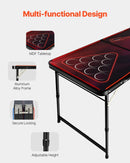 VEVOR pārnēsājams Beer Pong galds ar LED apgaismojumu, 244 cm, salokāms galds ar rokturiem pārnēsāšanai, regulējams augstums, komplektā 6 bumbiņas, viegls galds ballītēm, ceļošanai un kempingam - ZEMLETES.LV