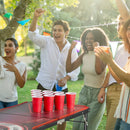 VEVOR pārnēsājams Beer Pong galds ar LED apgaismojumu, 244 cm, salokāms galds ar rokturiem pārnēsāšanai, regulējams augstums, komplektā 6 bumbiņas, viegls galds ballītēm, ceļošanai un kempingam - ZEMLETES.LV