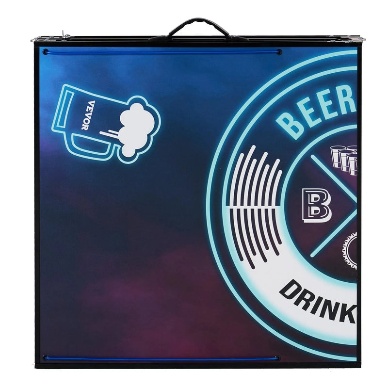 VEVOR pārnēsājams Beer Pong galds ar LED apgaismojumu, 244 cm, salokāms galds ar rokturiem pārnēsāšanai, regulējams augstums, komplektā 6 bumbiņas, viegls galds ballītēm, ceļošanai un kempingam - ZEMLETES.LV