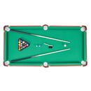 VEVOR salokāms biljarda galds 140 cm, pārnēsājams un vietu taupošs spēļu komplekts, komplektā bumbas, kijas, trijstūris, krīts un birste, brūns ar zilu audumu, piemērots ģimenes atpūtai un spēļu istabai