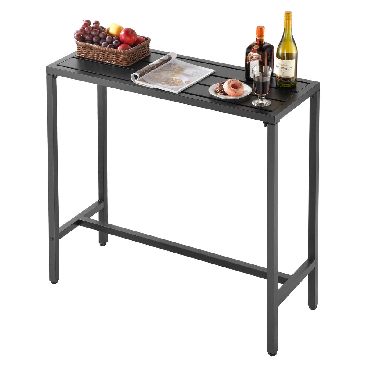 VEVOR Outdoor Bar Table 100 × 37.5 cm, Water-Resistant Surface and Durable Metal Frame, Rectangle Bar Height Table for Balcony, Patio, Poolside or Hot Tub, Suitable for Indoors Too