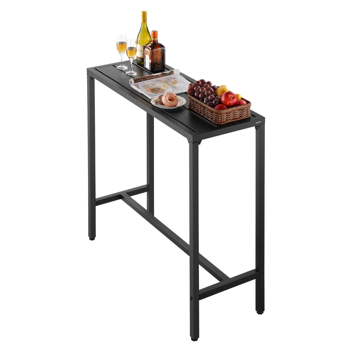 VEVOR Outdoor Bar Table 100 × 37.5 cm, Water-Resistant Surface and Durable Metal Frame, Rectangle Bar Height Table for Balcony, Patio, Poolside or Hot Tub, Suitable for Indoors Too