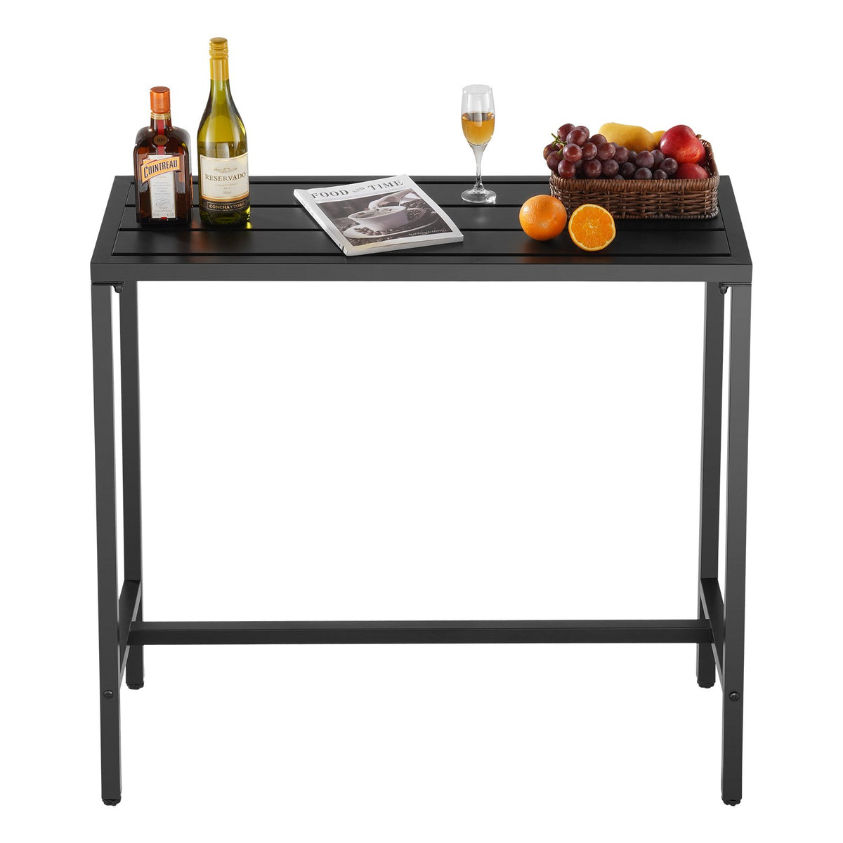 VEVOR Outdoor Bar Table 100 × 37.5 cm, Water-Resistant Surface and Durable Metal Frame, Rectangle Bar Height Table for Balcony, Patio, Poolside or Hot Tub, Suitable for Indoors Too