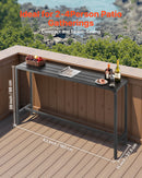 VEVOR āra bāra galds 160 × 37,5 cm, ūdensizturīga virsma un izturīgs metāla rāmis, taisnstūra letes augstuma galds balkonam, pagalmam, pie baseina vai džakuzi, piemērots arī iekštelpām