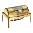 VEVOR bufetes ēdiena sildtrauku komplekts ar roll-top vāku, 12,3 l, nerūsējošais tērauds, 1 pilna izmēra un 3 trešdaļizmēra pannas, stikla vāks, knaibles un stikla paliktnis