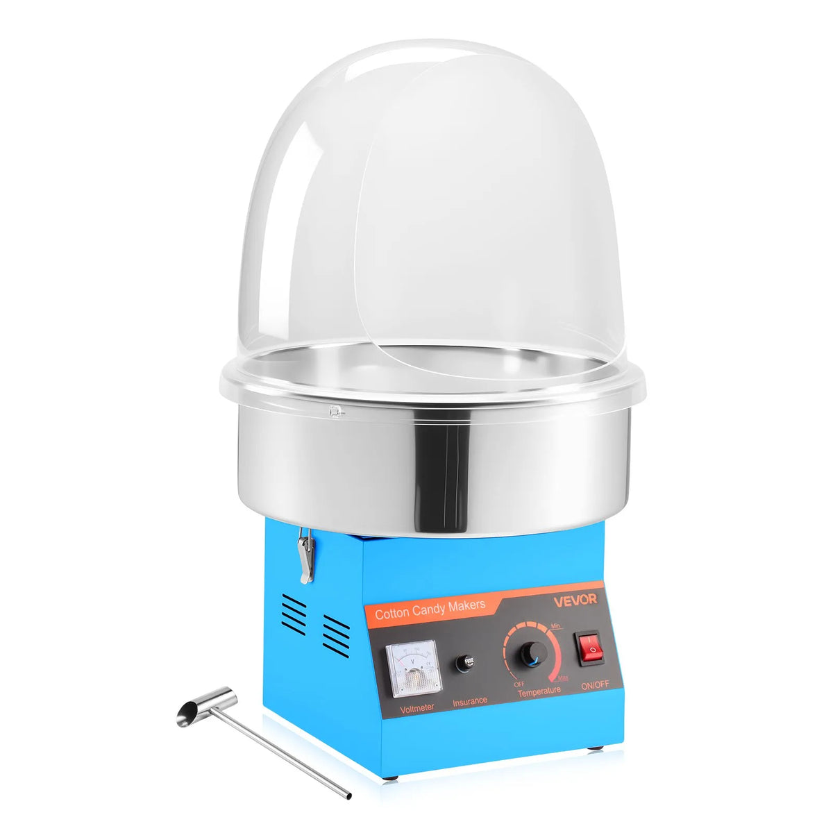 VEVOR Candy Floss Machine 1000 W with Cover and Stainless Steel Bowl, for Carnivals and Parties, Blue