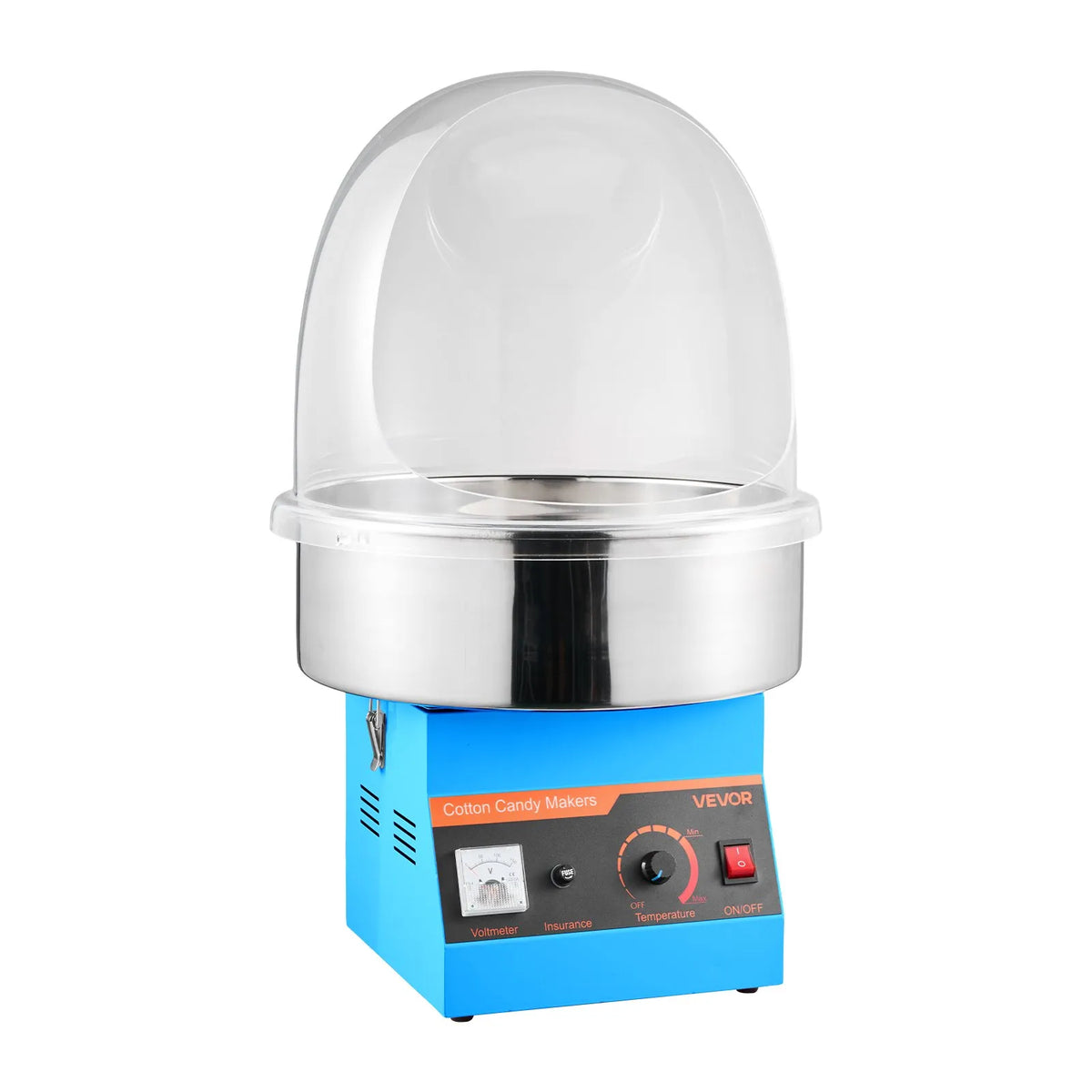 VEVOR Candy Floss Machine 1000 W with Cover and Stainless Steel Bowl, for Carnivals and Parties, Blue