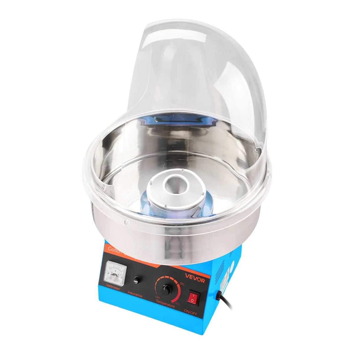 VEVOR Candy Floss Machine 1000 W with Cover and Stainless Steel Bowl, for Carnivals and Parties, Blue