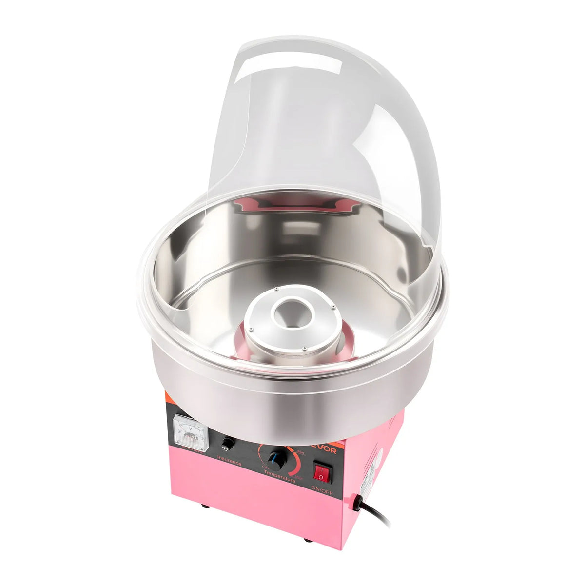 VEVOR Candy Floss Machine 1000 W with Cover and Stainless Steel Bowl, for Home and Parties, Pink