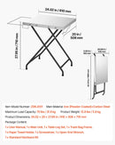 VEVOR saliekams grila galds, 61 × 51 cm, tērauda virsma, kravnesība 32 kg, ar piederumu plauktu un salvešu turētāju