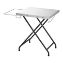 VEVOR saliekams grila galds, 61 × 51 cm, tērauda virsma, kravnesība 32 kg, ar piederumu plauktu un salvešu turētāju