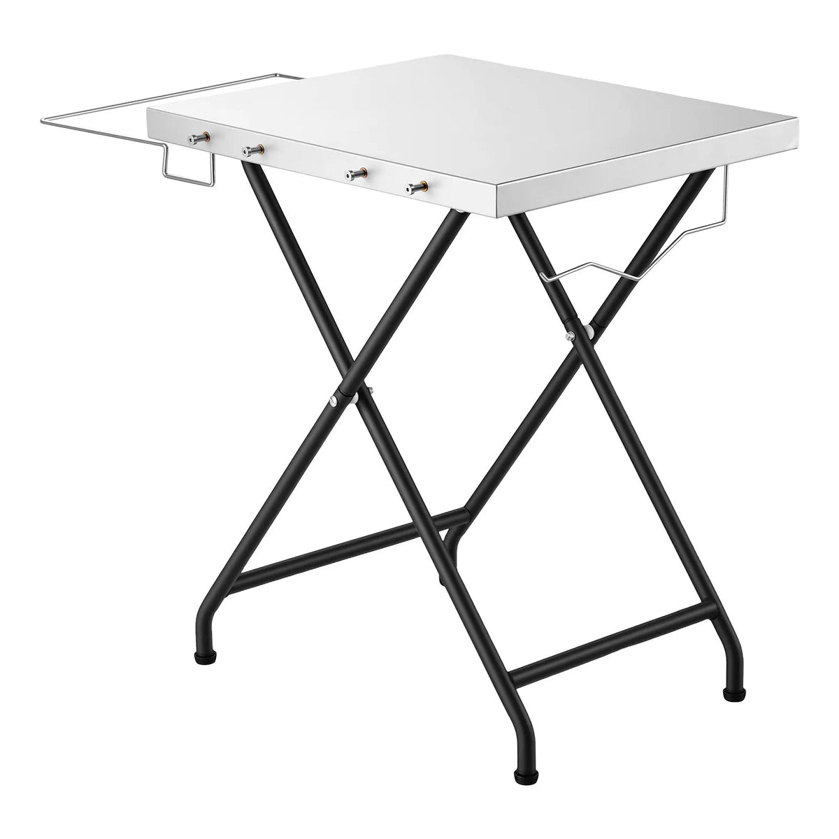 VEVOR saliekams grila galds, 61 × 51 cm, tērauda virsma, kravnesība 32 kg, ar piederumu plauktu un salvešu turētāju