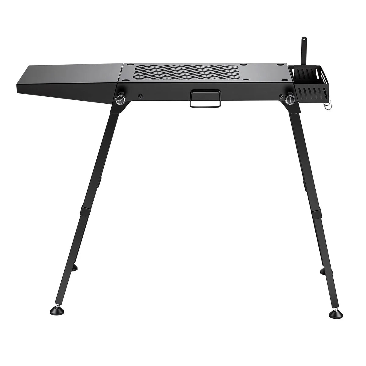 VEVOR saliekams grila galds uz riteņiem, 104 × 30 cm, regulējams augstums, kravnesība 158 kg, ar garšvielu grozu un sānu plauktu