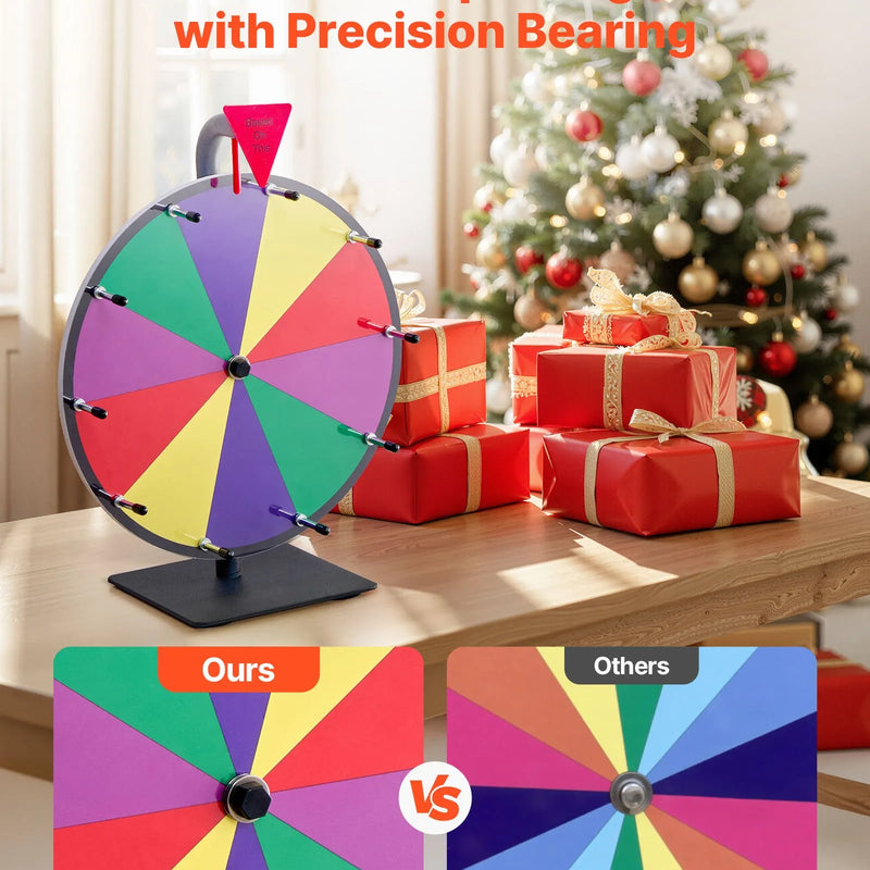 VEVOR Laimes rats 305 mm ar statīvu, 10 sektori, 5 krāsas, dzēšama virsma un 2 marķieri, galda lietošanai, piemērots ballītēm, izstādēm un pasākumiem