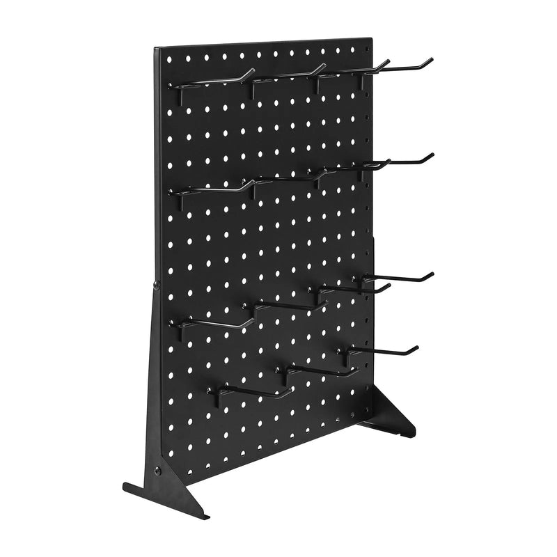 VEVOR galda perforētais demonstrācijas stends, 440 × 330 mm metāla perforētais panelis ar 15 āķiem, lieljaudas auksti velmēta tērauda preču un piederumu organizators, pārtikas veikaliem, melns, 1 gab.