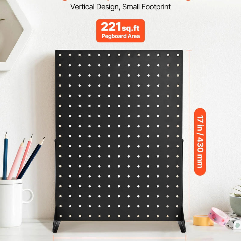 VEVOR galda perforēto demonstrācijas stendu komplekts, 4 gab., 440 × 330 mm metāla perforētie paneļi, lieljaudas auksti velmēta tērauda preču, aksesuāru, piederumu organizatori, mazumtirdzniecības vietām un juvelierizstrādājumu veikaliem, melni