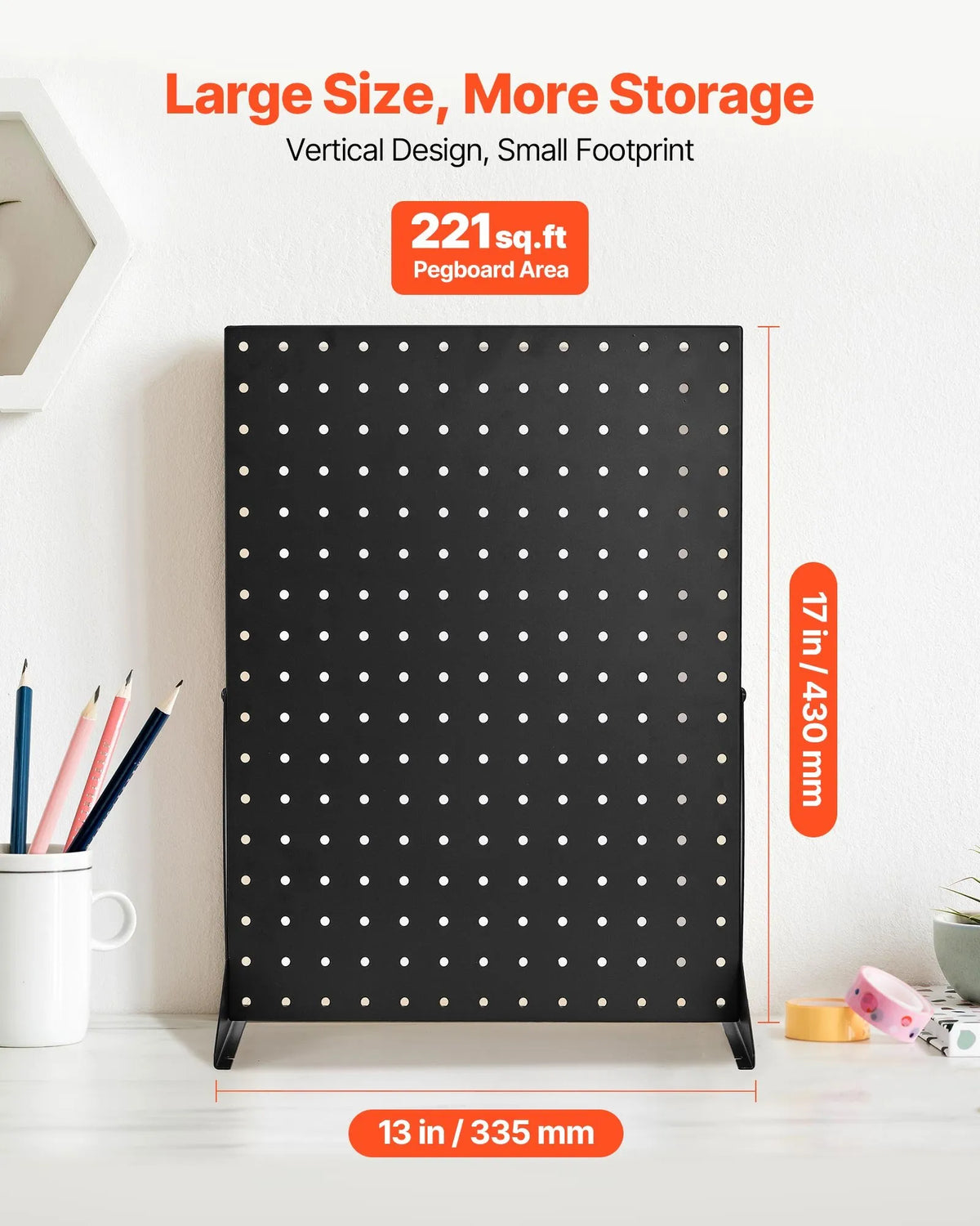VEVORi lauale paigaldatavate perforeeritud näidistestide komplekt, 4 tk, 440 × 330 mm metallist perforeeritud paneelid, suure kandevõimega külmvaltsitud terasest toodete, aksessuaaride ja tarvikute hoidjad, jaemüügikohad ja juveeltoodete kauplused, mustad