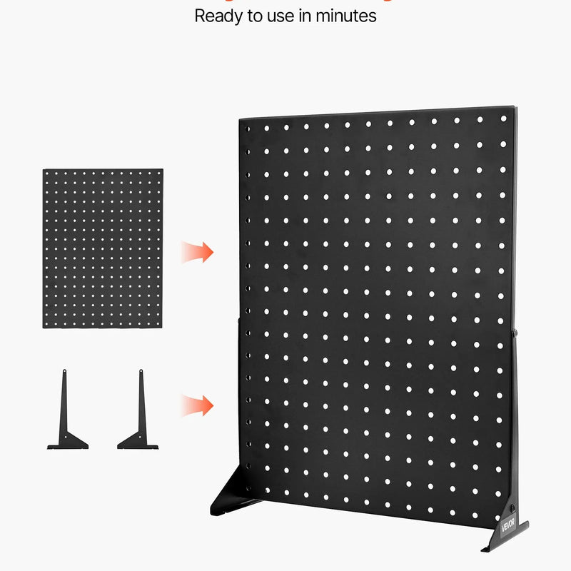 VEVOR galda perforēto demonstrācijas stendu komplekts, 4 gab., 440 × 330 mm metāla perforētie paneļi, lieljaudas auksti velmēta tērauda preču, aksesuāru, piederumu organizatori, mazumtirdzniecības vietām un juvelierizstrādājumu veikaliem, melni