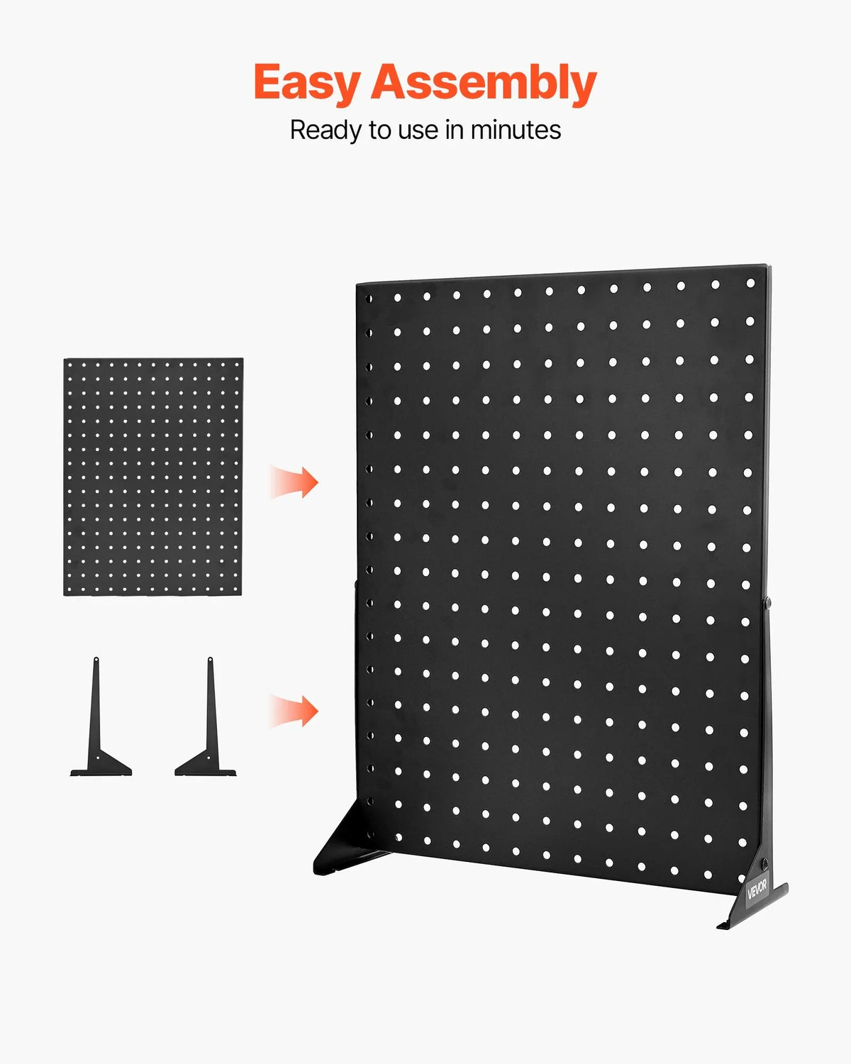 VEVORi lauale paigaldatavate perforeeritud näidistestide komplekt, 4 tk, 440 × 330 mm metallist perforeeritud paneelid, suure kandevõimega külmvaltsitud terasest toodete, aksessuaaride ja tarvikute hoidjad, jaemüügikohad ja juveeltoodete kauplused, mustad