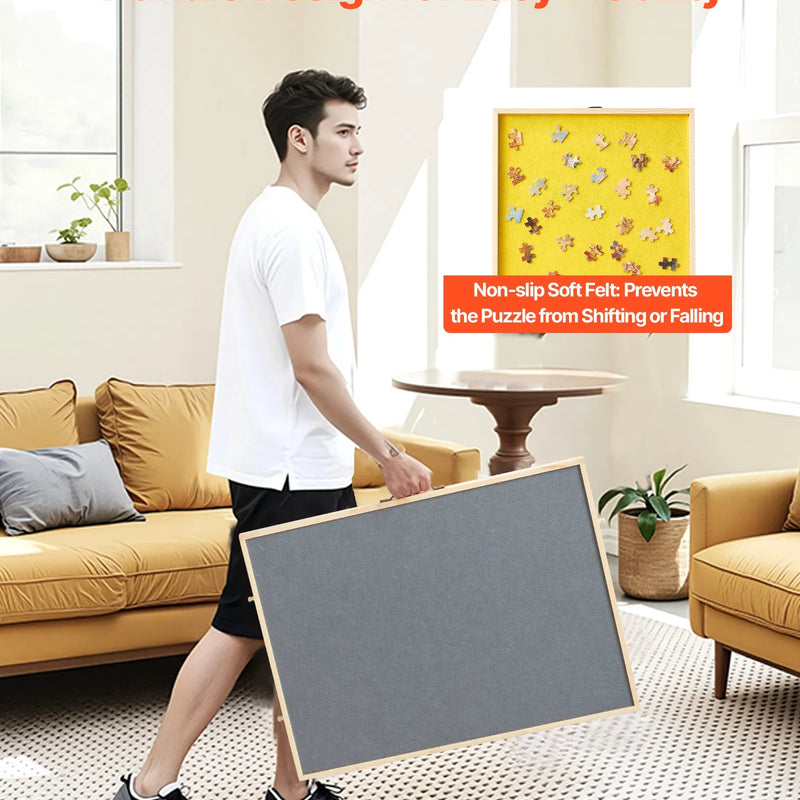 VEVOR 1000 detaļu rotējošs puzles dēlis ar 4 krāsainām filca atvilktnēm un pārsegu, 73 x 53 cm pārnēsājams koka galds, regulējams 2 slīpuma leņķos, puzļu piederumi pieaugušajiem, dzimšanas dienas dāvana mammai