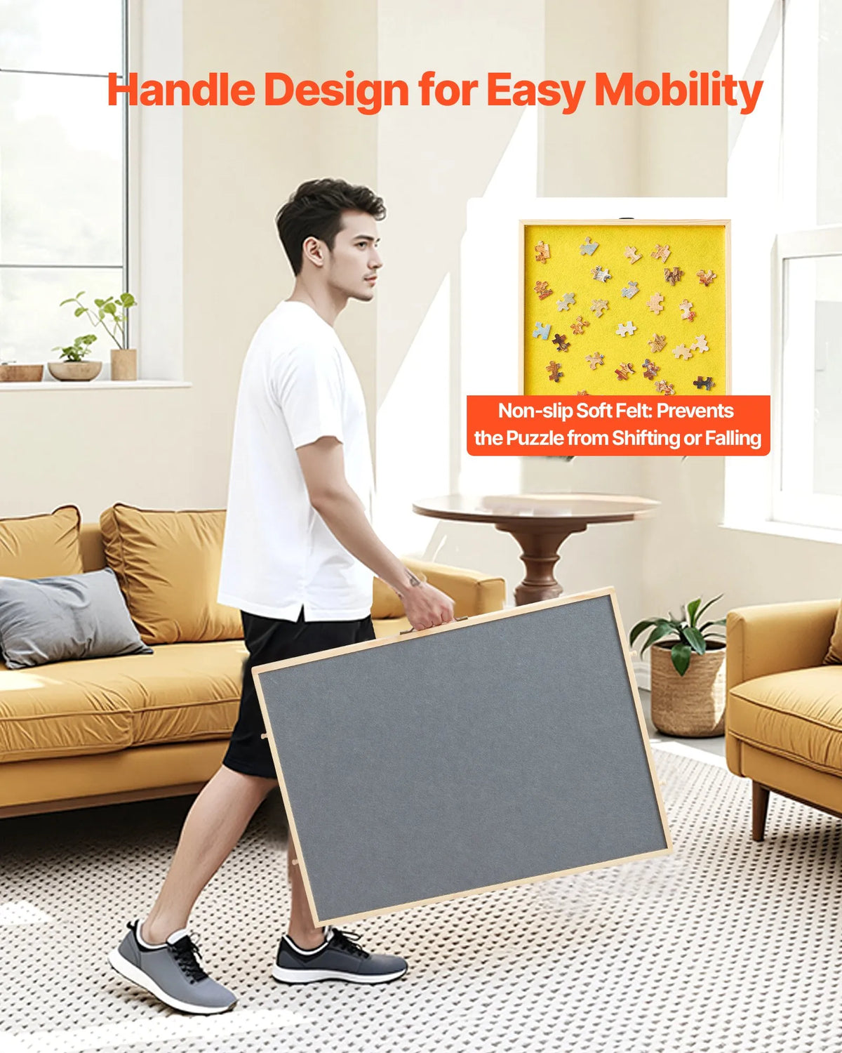 VEVOR 1000 detaļu rotējošs puzles dēlis ar 4 krāsainām filca atvilktnēm un pārsegu, 73 x 53 cm pārnēsājams koka galds, regulējams 2 slīpuma leņķos, puzļu piederumi pieaugušajiem, dzimšanas dienas dāvana mammai - ZEMLETES.LV