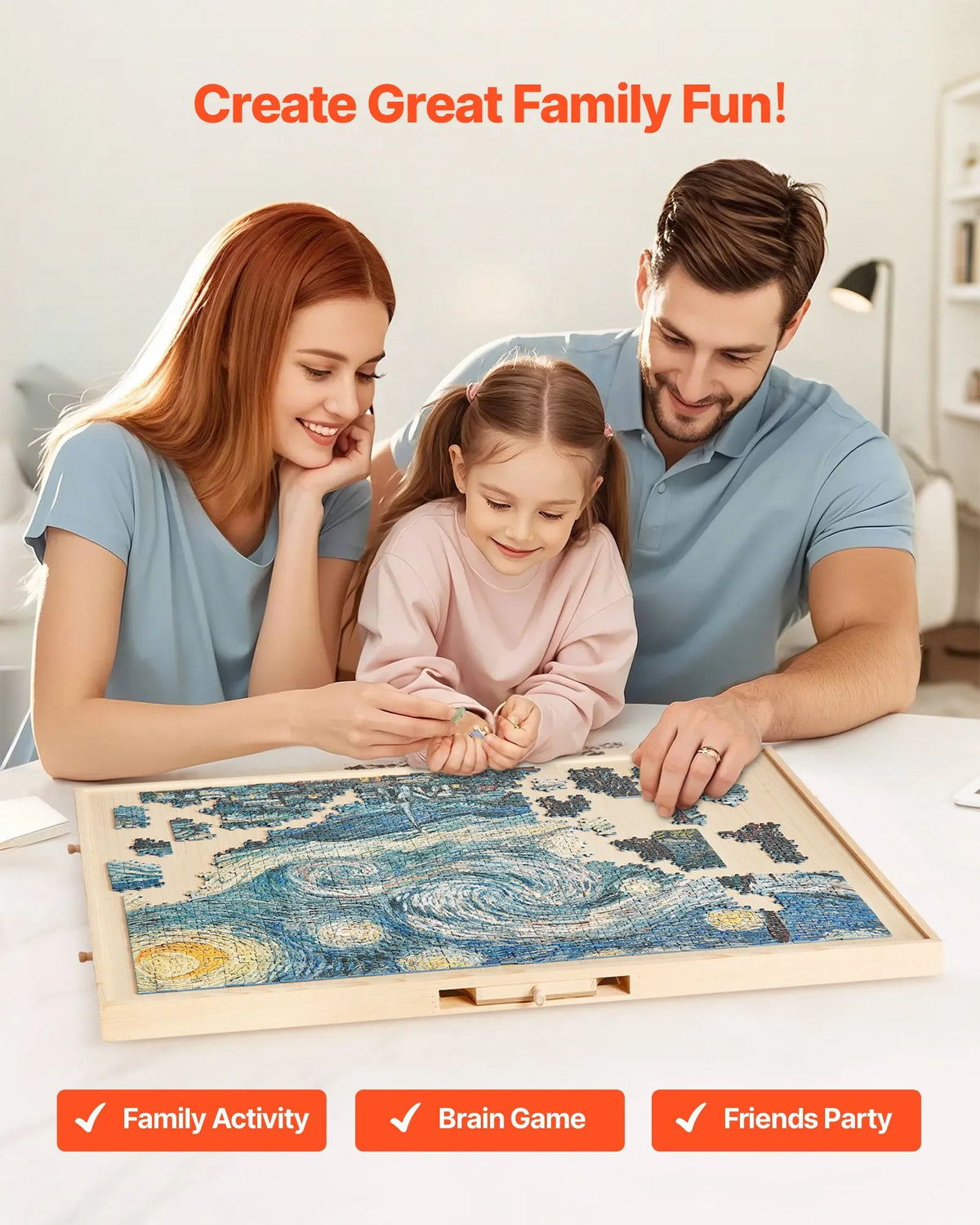 VEVOR 1500 detaļu rotējošs puzles dēlis ar 5 atvilktnēm un pārsegu, 86 x 63 cm pārnēsājams koka galds, puzļu organizators pieaugušajiem, uzglabāšanas sistēma, dzimšanas dienas dāvana mammai - ZEMLETES.LV
