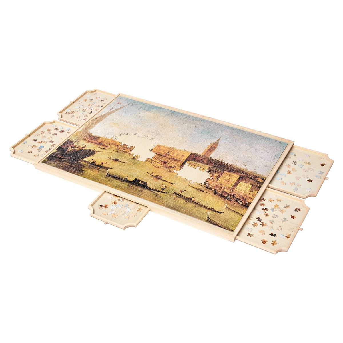 VEVOR 2000 detaļu rotējošs puzles dēlis ar 5 atvilktnēm un pārsegu, 102 x 74 cm pārnēsājams koka galds, puzļu organizators pieaugušajiem, uzglabāšanas sistēma, dzimšanas dienas dāvana mammai - ZEMLETES.LV