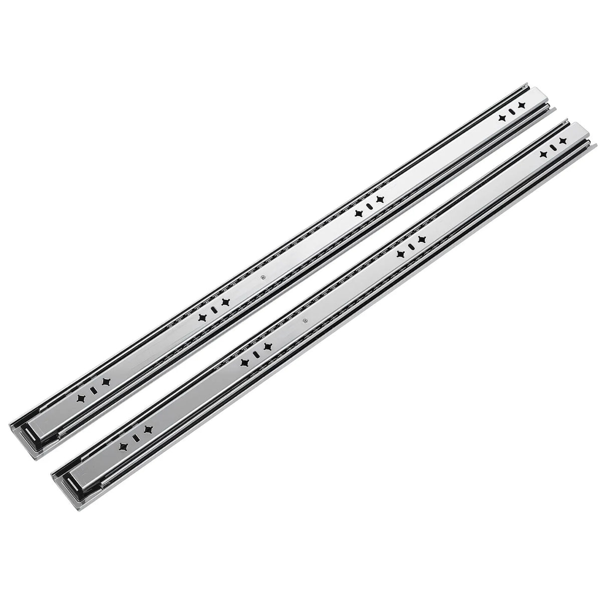 VEVOR 75 cm smagās slodzes atvilktņu sliedes ar 120,2 kg kravnesību, 3 sekciju pilnas izvilkšanas mehānisms, lodīšu gultņi, oglekļa tērauds, 1 pāris
