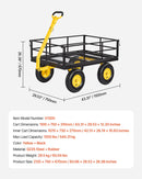 VEVOR tērauda dārza ratiņi, 544 kg kravnesība, smagas slodzes velkami rati ar 2-in-1 konstrukciju, 330 mm visurgājējiem paredzētiem riteņiem, noņemamām sieta malām un 180° grozāmu rokturi