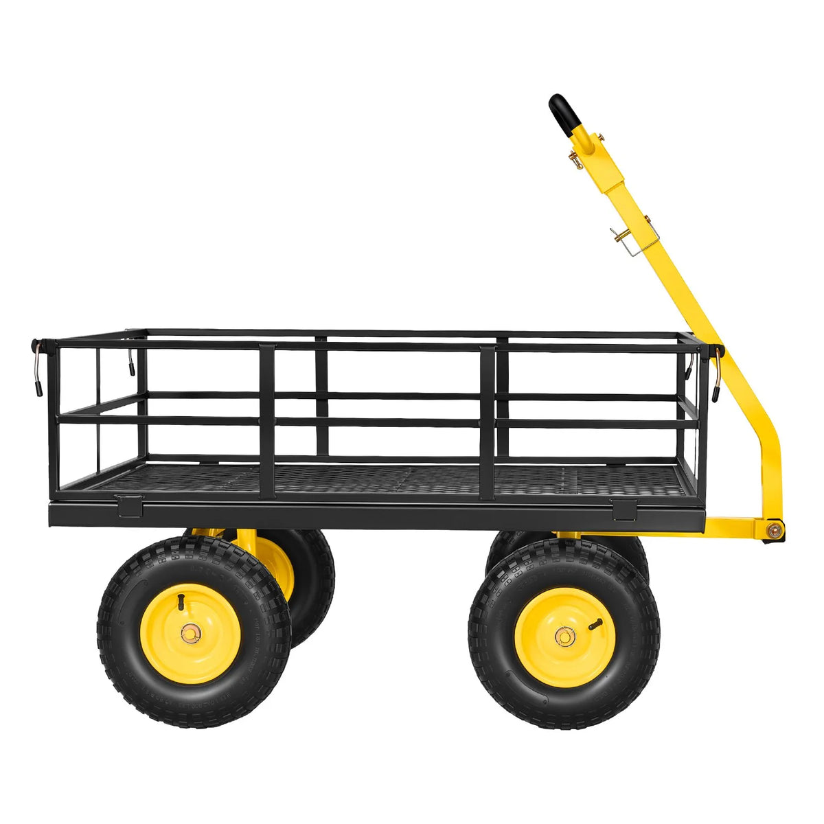 VEVOR tērauda dārza ratiņi, 544 kg kravnesība, smagas slodzes velkami rati ar 2-in-1 konstrukciju, 330 mm visurgājējiem paredzētiem riteņiem, noņemamām sieta malām un 180° grozāmu rokturi